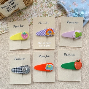 Cute Kids Embroidery Fabric Hair Clips Cartoon Fruit Animal BB Clips Handmade Sweet Girls Side Bangs Hair Accessories