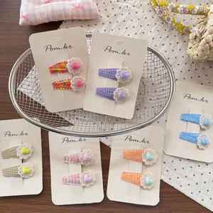 Lot de barrettes à fleurs en dentelle à carreaux pour filles en couleurs variées