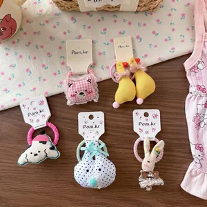 Chouchous pour Enfants Mignons Animaux en Tissu Rembourré Élastiques à Cheveux Lapin à Pois Ours Canard Jaune Support Queue de Cheval