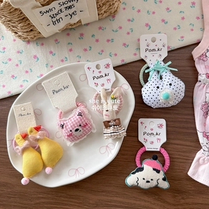 Lot de 5 chouchous coréens mignons en tissu avec figurines de canard, ours et lapin