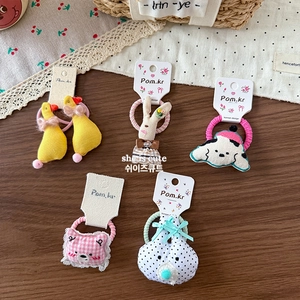 Chouchous mignons en peluche style coréen avec motifs animaux canard et lapin pour filles