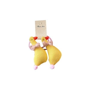 Chouchous en tissu dessin animé canard jaune de style coréen avec nœud rose pour enfants