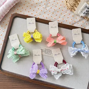 Süße Spitze Schleife Haargummi Für Mädchen Koreanischer Stil Handgefertigt Kinder Elastische Scrunchies Haarschmuck