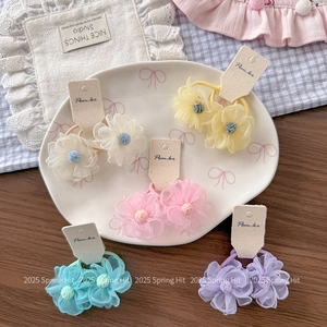 Ensemble de chouchous fleurs en mousseline en cinq couleurs pour filles style coréen