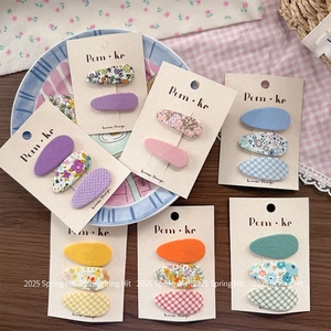 Peuter Meisjes Stof Bloem BB Haarspeldjes Set Koreaanse Stijl Ruitjes Prinses Haarpinnen Zoete Zijclips Kinderen Haaraccessoires