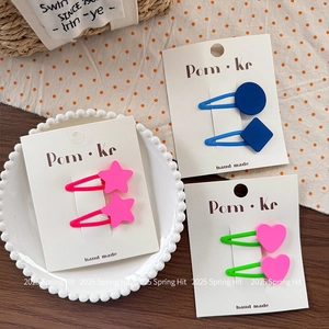 Süße Kinder Bunte Herz Stern Geometrische Haarspangen Acryl Legierung BB Clips Koreanischen Stil Mädchen Täglich Haar Schmuck