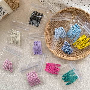 Korean Style Cute Candy Color Snap Hair Clips For Girls Women Resin Drop Shape Plaid Solid Color BB Clips Hair Accessories