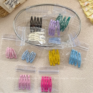Set of colorful Korean style snap hair clips for girls in various candy colors and patterns
