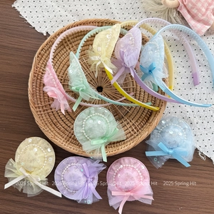 5-piece set of sequin flower headbands and hair clips for girls in macaron colors