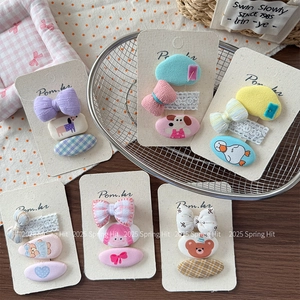 Barrettes à Cheveux Nœud Écossais Doux pour Filles Barrettes en Tissu Mignonnes Animaux Dessin Animé Chiot Ours Canard Accessoires Cheveux Princesse