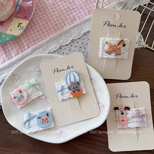 Barrettes à cheveux animaux brodés avec dentelle et nœuds pour les filles