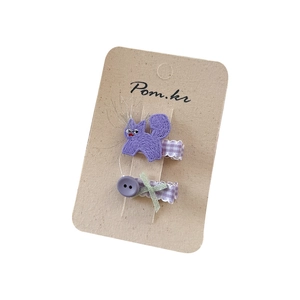 Barrettes à cheveux mignonnes style coréen avec broderie chat et nœud papillon vert