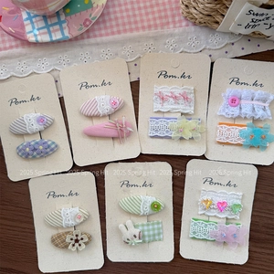 Set di fermagli per capelli per bambine in stile coreano con ricami e fiori