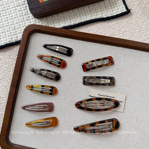 Vintage Tortoiseshell Acetate Hair Clips Set Geometric Waterdrop Oval Square BB Clips Leopard Print Hair Accessories For Women