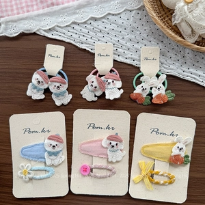 Set di accessori per capelli bimba con ricami di animali e fiocchi fatti a mano in tessuto