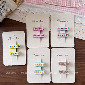 Fermagli per Capelli in Tessuto con Ricamo a Cuore Stile Coreano per Ragazze Piccoli Accessori per Capelli in Metallo Regalo