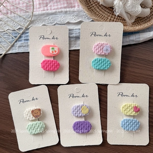 Cinq paires de barrettes brodées de style coréen pour filles aux couleurs pastel