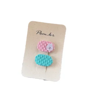 Lot de barrettes à cheveux en tissu lapin rose et cyan pour filles avec texture à pois