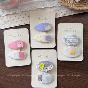 Fermagli per Capelli in Tessuto Stile Coreano Dolce Floreale a Pois Clip BB per Ragazze Bambini Accessori per Capelli Fatti a Mano