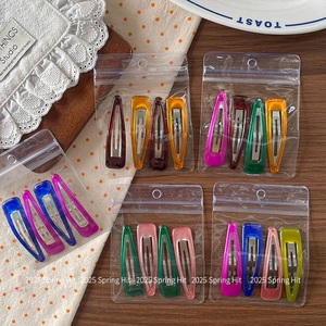 Sweet Jelly Color Water Drop Snap Hair Clips Resin Metal Colorful Hair Pins For Girls Kids Women Cute Hair Accessories Styling