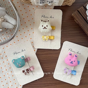 Lot de barrettes à cheveux brodées main motifs ours et lapin pour filles et enfants