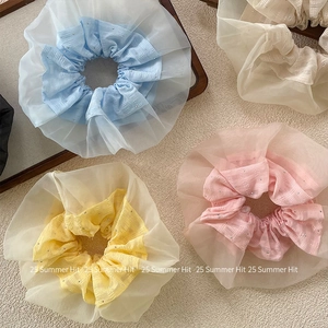 Elastico per capelli in rete a doppio strato con strass in colori pastello