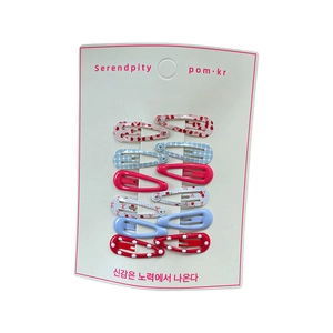 Set of 10 sweet printed teardrop BB hair clips for girls with colorful macaron patterns