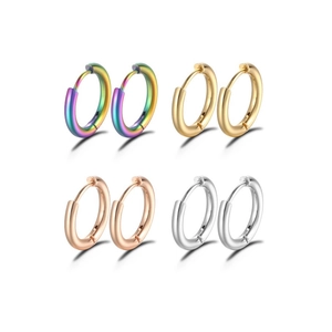 Ensemble de créoles en acier inoxydable en finitions arc-en-ciel, or, or rose et argent