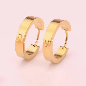 Boucles d'Oreilles Créoles Plates Circulaires en Acier Inoxydable pour Femmes Hommes Boucle d'Oreille Géométrique Minimaliste Bijoux Punk