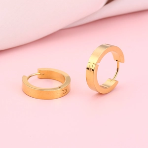 Boucles d'oreilles créoles minimalistes en titane plaqué or 18 carats pour femmes