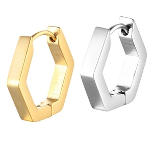 Orecchini a Cerchio Minimalisti Esagonali in Acciaio Inossidabile Orecchini Huggie Unisex alla Moda Regalo Gioielli Quotidiani