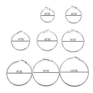 Boucles d'Oreilles Créoles à la Mode en Acier Inoxydable pour Femmes Grandes Boucles d'Oreilles Géométriques Rondes Accessoires Bijoux Minimalistes Électroplaqués