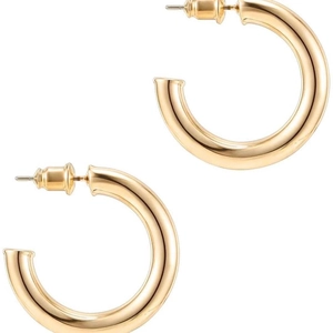 Minimalist 14K Gold Plated Stainless Steel Chunky Hoop Earrings For Women Lightweight Hypoallergenic Geometric Jewelry