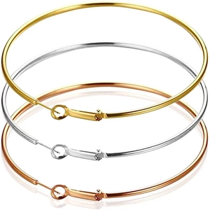 Lot de trois paires de créoles en acier inoxydable poli or, argent et or rose