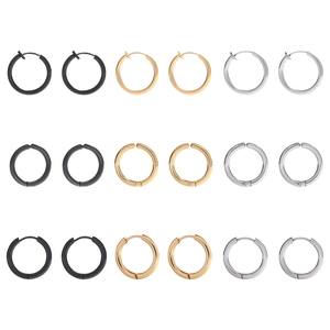 Minimalist Titanium Steel Hoop Earrings For Unisex Gold Silver Black Stainless Steel Ear Buckle Non Pierced Ear Clips