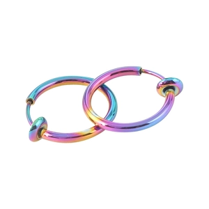 Rainbow gradient stainless steel spring ear clips with non-piercing punk style design