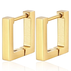 Boucles d'Oreilles Créoles Rectangulaires Géométriques Minimalistes en Acier Inoxydable Bijoux de Mode Unisexe Boucles d'Oreilles Simples Carrées