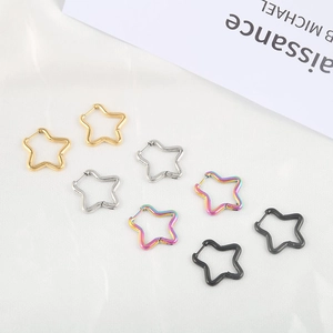 Minimalist Stainless Steel Pentagram Star Hoop Earrings For Women Men Geometric Polished Titanium Steel Jewelry Ear Buckle