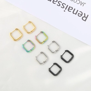Titanium Stainless Steel Square Huggie Hoop Earrings Unisex Minimalist Geometric Hypoallergenic Jewelry Daily Wear Gift