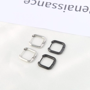 Minimalist square geometric titanium steel hoop earrings in silver and black colors
