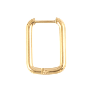 Polished rectangular 18K gold plated stainless steel hoop earrings with snap closure