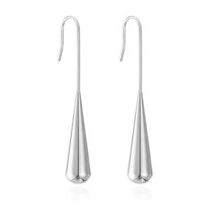 Minimalist stainless steel teardrop earrings with elegant silver mirror finish for women