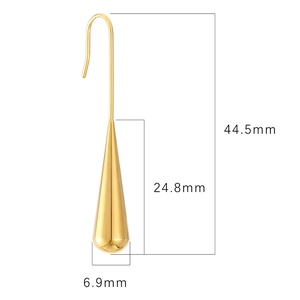 French style gold stainless steel teardrop earrings with dimensions of 44.5mm in length