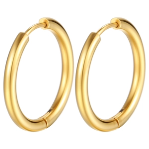 Paia di orecchini a cerchio minimalisti in acciaio inossidabile placcati oro 18K