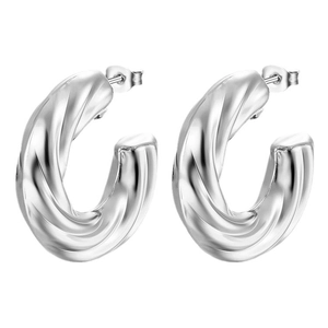 Boucles d'oreilles créoles torsadées en forme de C avec finition métallique polie