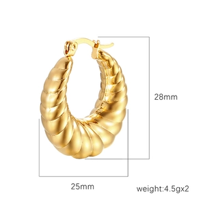 Goldene Edelstahl Croissant Creolen für Damen und Herren in der Größe 28mm x 25mm