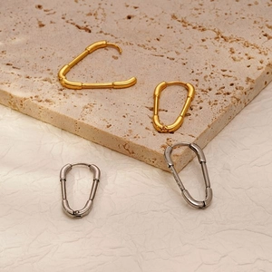 Minimalist Stainless Steel Paperclip Hoop Earrings For Women Geometric Safety Pin Design Gold Silver U Shape Jewelry
