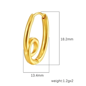 Créoles dorées en forme de U avec détail torsadé en spirale, boucles d'oreilles 18mm