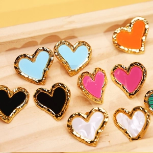 Elegant heart-shaped crystal earrings with gold wavy frames in assorted colors