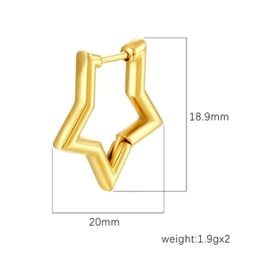 Minimalist 18K gold plated stainless steel star shaped earrings for women size 18.9x20mm